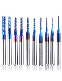 SainSmart - 10 brocas fresadoras CNC para fresadora de acabados, color azul nano, vástago de 1 8 pulgadas