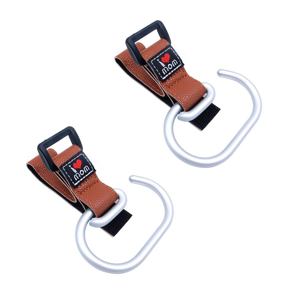 Shiwaki 2 Pcs Stroller Hooks Universal Bags Clips, Multipurpose Walker Rollator Hanger, Durable Aluminum Stroller Holders,Diaper Changing Bag (Orange)