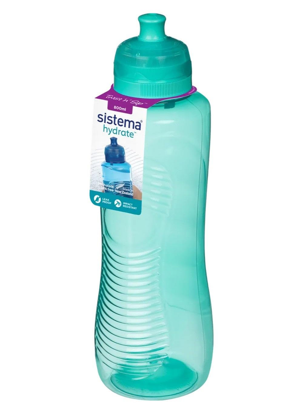 Sistema Twist 'n' Sip Squeeze Sports Water Bottle | Leakproof Water Bottle | 800 ml | BPA-Free | Assorted Colours
