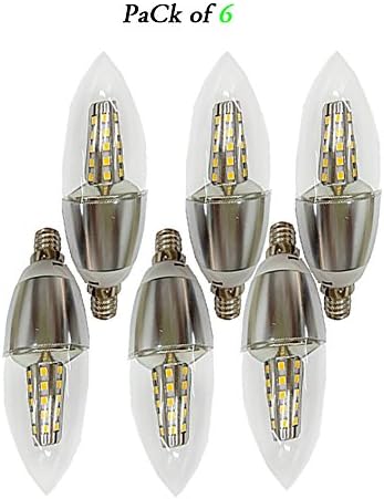NAVIMC LED Light Bulb for Home,E12 Base Candelabra,7 Watt Warm White 3000K Chandelier Replacement Bulb, 60-Watt Light Bulbs Equivalent,Torpedo Shape LED Candle Lamp(Pack of 6)