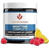 Nighttime Complete by Activated You Daily Wellness Drink for Gut Health with Ashwagandha - Raspberry Lemonade with Prebiotics, Probiotics, Vitamin C - Supports Relaxation & Digestion, Plant-Based