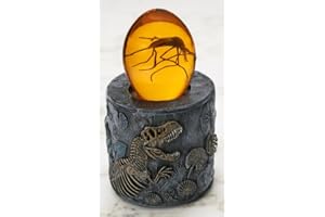 VEOJEIN Jurassic Dinosaur Fossil Jar with 3D Amber Mosquito Paperweight, Resin Tyrannosaurus Skeleton Container with Prehistoric Insect Display, Gift for Men, Collectors, Fossil, Park, Decor