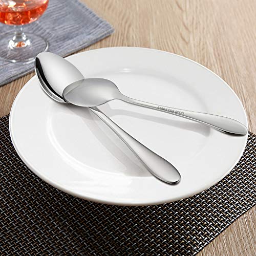 Dinner Spoons Set of 12, LIANYU Stainless Steel Flatware Silverware Table Spoon, Mirror Finish, Dishwasher Safe