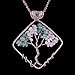 Sedmart Tree of Life Pendant Rose Quartz Green Aventurine Square Necklace Healing Gemstone Jewelry Fathers Day Gift