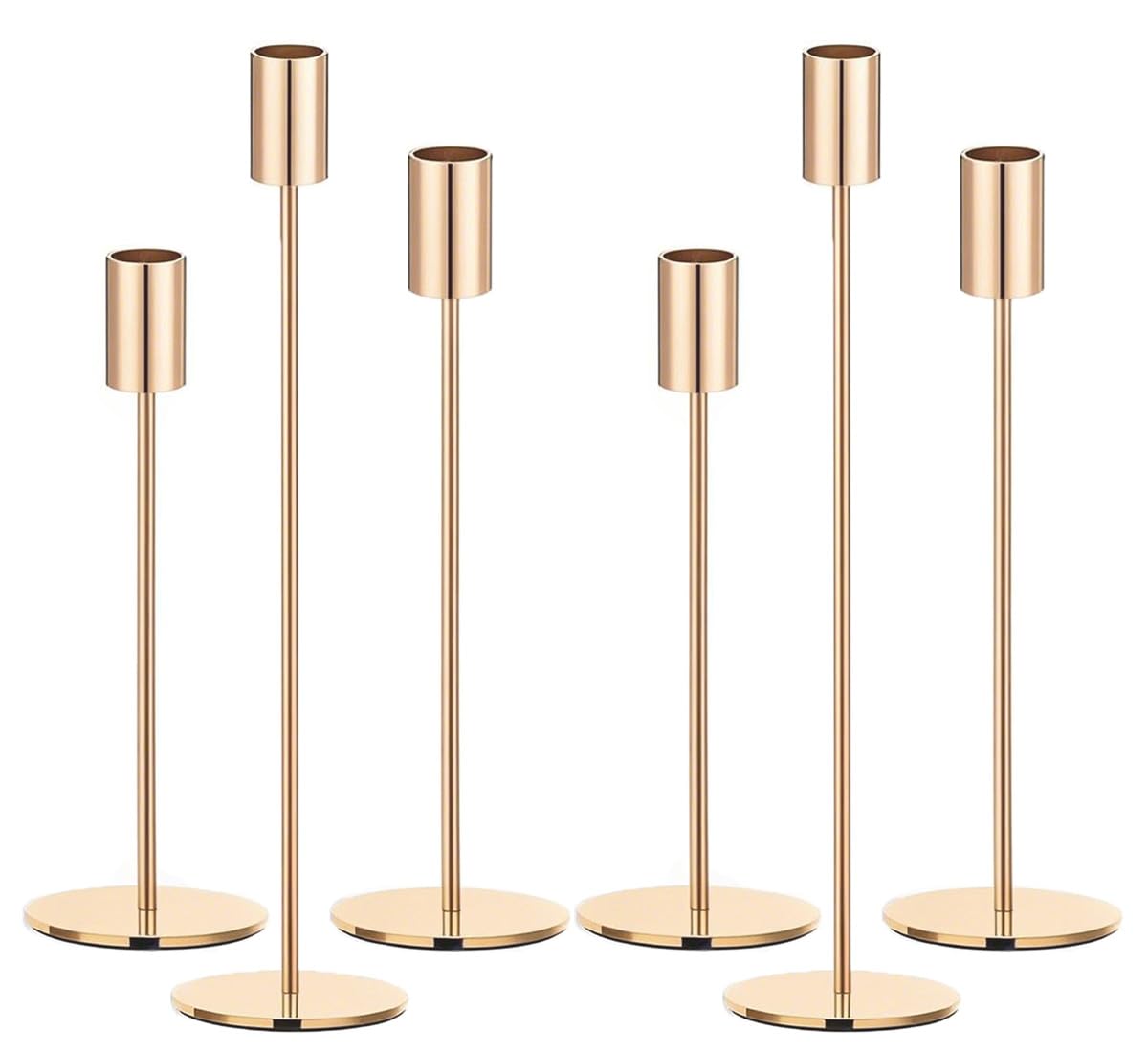 Filltown Gold Candle Holder Set of 6, Candlestick 32/27/22CM, Tall Candle Holder for 3/4 inch Pillar Candle Decorations, Mantels, Weddings, Dinner Parties, Table Centerpieces