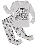 Little Pajamas Toddler Sleepwear 100% Cotton Boys Pajamas Train Kids Long Sleeve Pjs Size, Gray Train ,7 Years