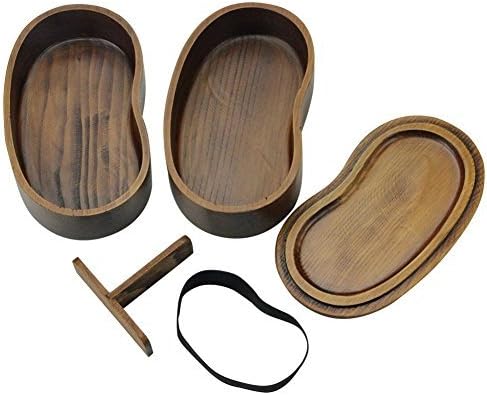 Wooden Lunch Box, Aoosy Portable Double Layer Sushi Bento Box Wood Food Container