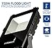 Hyperikon LED Flood Light, 150W (750W Equivalent), 5000K (Crystal White Glow), Waterproof, IP65 Waterproof, 120-277v, Instant On, ETL and DLC
