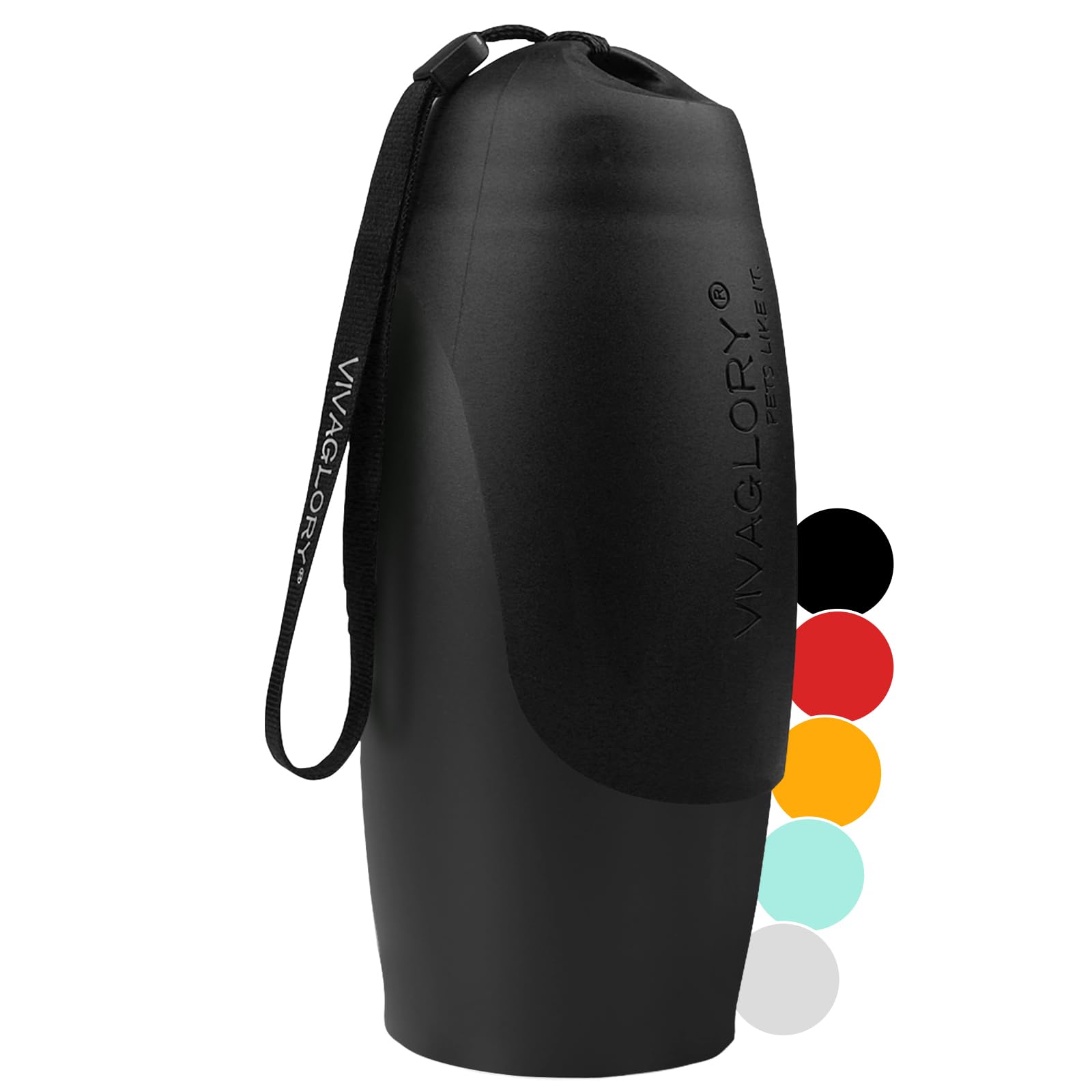 VIVAGLORY Pawhike Dog Water Bottle, Dog Drinking Bottle for Travel & Walking with Strap, Stainless Steel & Portable for Pet Puppy, 750ml, Black