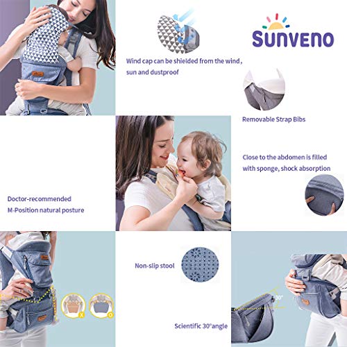 image for SUNVENO Baby Hip Seat Ergonomic Baby Carrier 3in1 Baby Hipseat for Out