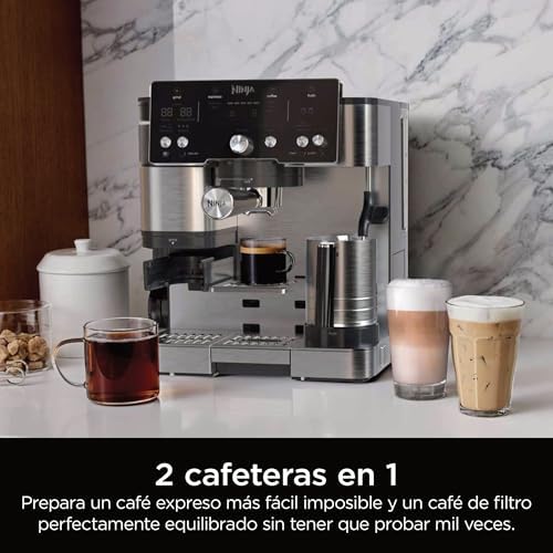 Luxe Essential Cafetera 2 en 1 para Espresso y Café de Filtro, Plata