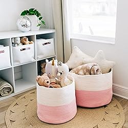 OrganiHaus Pink Basket for Laundry 16x14 | Toy