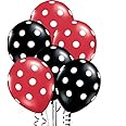 AnnoDeel 50 Pcs 12" Latex Balloons, Black and Red Polka Dot Balloons for Brithday Balloon Wedding Balloon Decoration