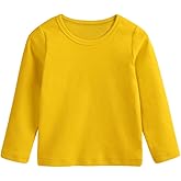 Toddler Baby Boy Girl Basic Solid Plain Organic Cotton T Shirts Tops Long Sleeve Tee Shirt Girls Clothes