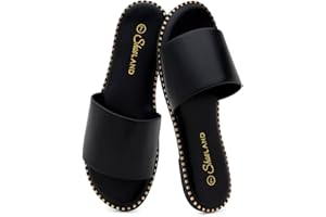 Shoe Land Flat Sandals for Women – Slip-On Slides with Cushioned Footbed | Comfortable Dressy & Casual Open Toe Summer Sandals for Beach, Travel & Everyday Wear
