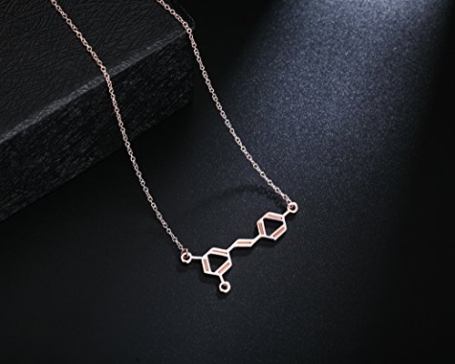 Rosa Vila Wine Molecule Necklace, Wine Lover Gifts for Women, Chic Geeky Jewelry, for Wine Lovers, Makers, and Enthusiasts, 19" Chain (Rose Gold Tone), Mother's Day