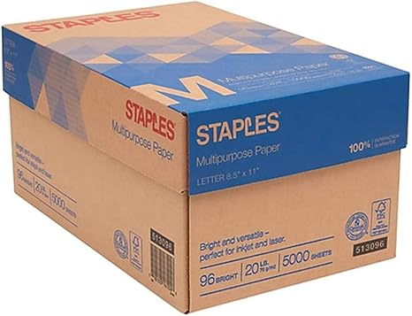 Staples Multipurpose Inkjet Laser Paper 8 5 X 11 5000 Sheets Case Carton