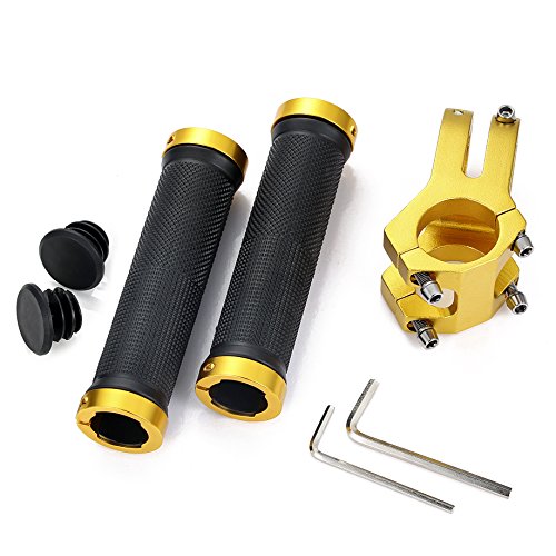 PGMJ Aluminum Alloy 31.8 Stem 45mm Bike Stem Mountain Bike Stem Short BMX Parts Road Bike, Bicycle, BMX, MTB, Fixie Gear, Cycling Short Handlebar Stem and 1 Pair Bike Handle Bar Grips (Gold) - Thumbnail 7