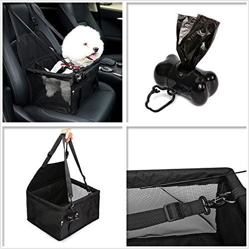 NO Collapse Dog Car Booster Seats Safety Seat Car Seat Cover with Dog Seat Belt Non Slip Carrier,waterproof, Breathable, Portable, Foldable for Small Pets Animals Cat Puppy BLACK - Thumbnail 5