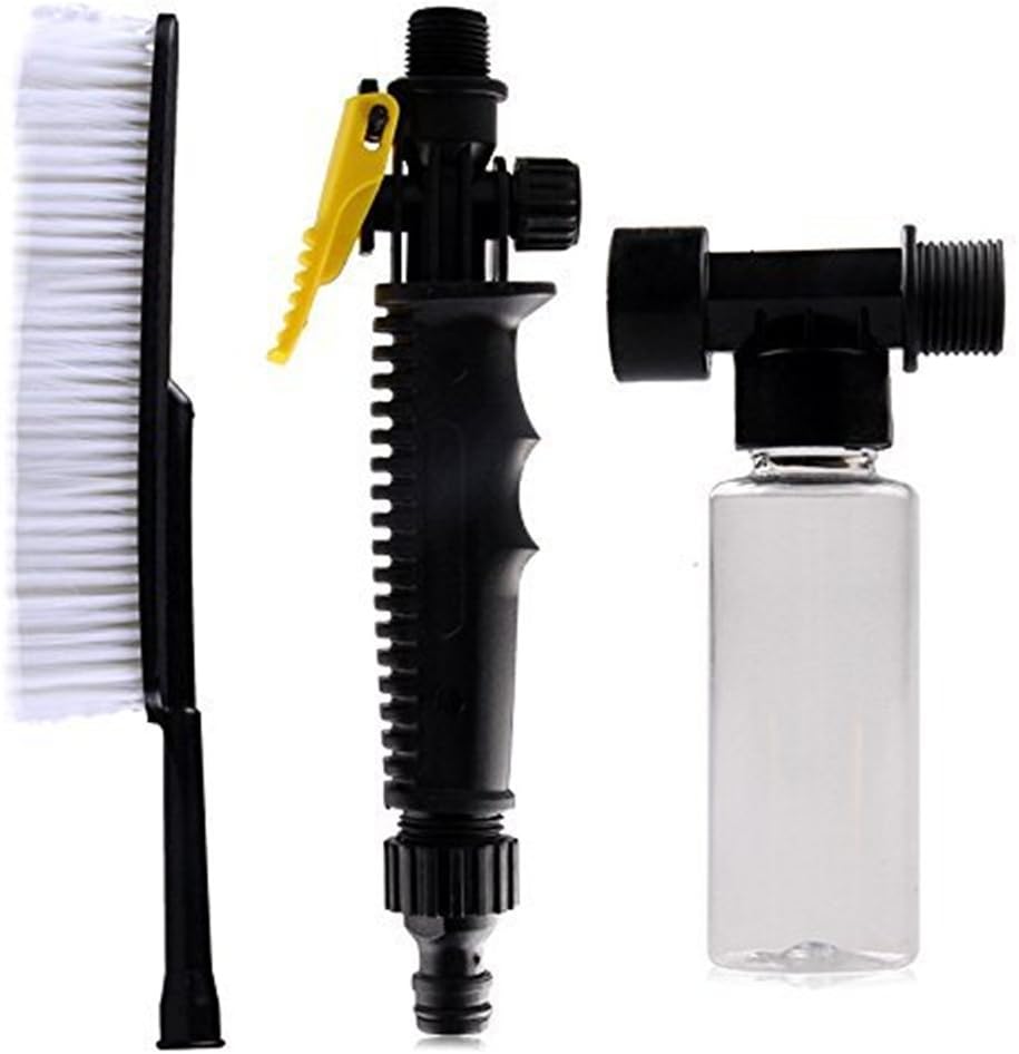 RZDEAL Car Wash Soft Brush + Fandle Switch + Foam Bottle, Multi-Purpose Car Towel Washing Machine Water Gun Accessories (White+Black)
