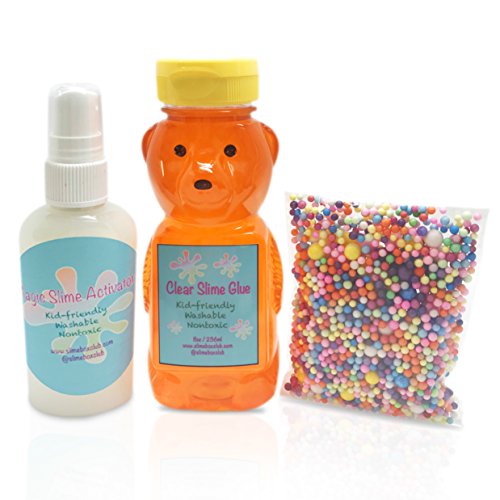 MADE IN USA - Orange Slime Kit for Slime Making DIY - Glue Non-Toxic School Grade Formula, Glitter, Foam balls, Butter Slime, Supplies, Slime Activator, Slime Accessories, Mystery box, Recipes