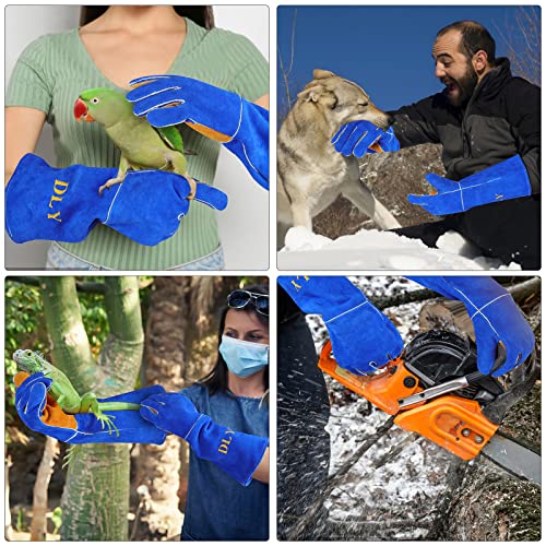 Animal Handling Gloves, Bite Proof Gloves - Cat Gloves Bite Proof Kevlar Reinforced Leather for Dog, Cat Scratch, Falcon, Grabbing, Reptile, Snake (17.7inch/45cm)