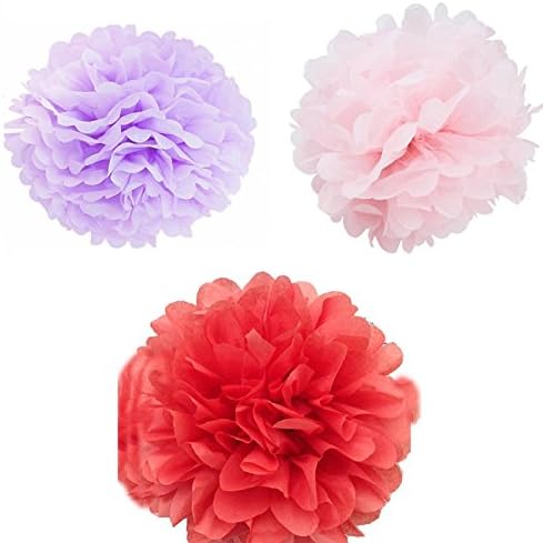Color Your World 18 Pcs 8/10/12 Inches DIY Tissue Paper Pom-poms Flowers Ball with 3 Colors for Wedding Party Outdoor Baby Shower Bedroom Decoration