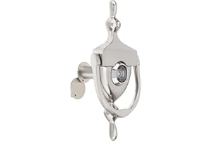 HOJLKLD Door Knocker and Viewer, 6 Inch Height Knocker, 180-Degree Solid Brass Peephole with Privacy Cover, 9/16 inch Bore, for 1-3/8" to 1-7/8" Thickness Door (Brushed Nickel)