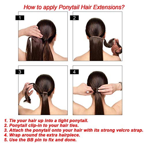 14" Human Ponytail Hair Extensions Remy Human Hair Piece For Women - 1 Piece Hairpiece 60 Grams Wrap Around Ponytail Human Hair Extensions Light Brown #27 Color - Thumbnail 5