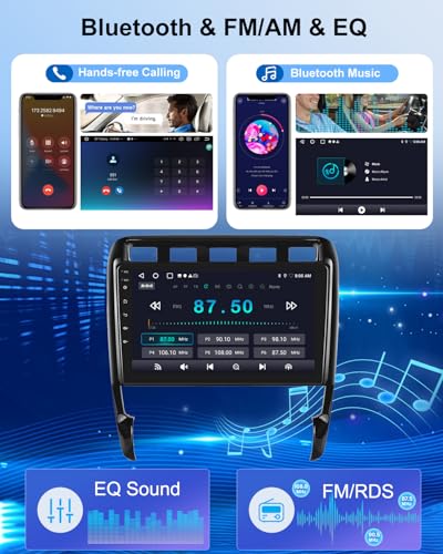 NHOPEEW 2G+64G Android Car Radio for Porsche Cayenne 2002-2010 - Wireless Carplay & Android Auto - 9 Inch Android Stereo with WiFi EQ GPS Mirror Link FM RDS + AHD Camera & Mic