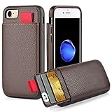 iPhone 7 Leather Case, iPhone 7 Wallet Case, LAMEEKU Shockproof Wallet case Leather cover with Credit Card Slot Holder, Protective cover For Apple iPhone 7 (2016) Dark Brown