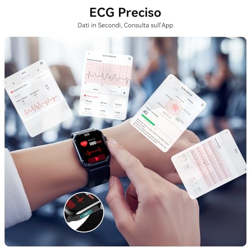 iSo Tech AMOLED Smart Watch for Men and Women with Blood Pressure and ECG, 2.06 Inches Smart Health Watch with Air Pump and Airbag, 24/7 Heart Rate Monitor Sleep SpO₂ Temperature HRV and Stress