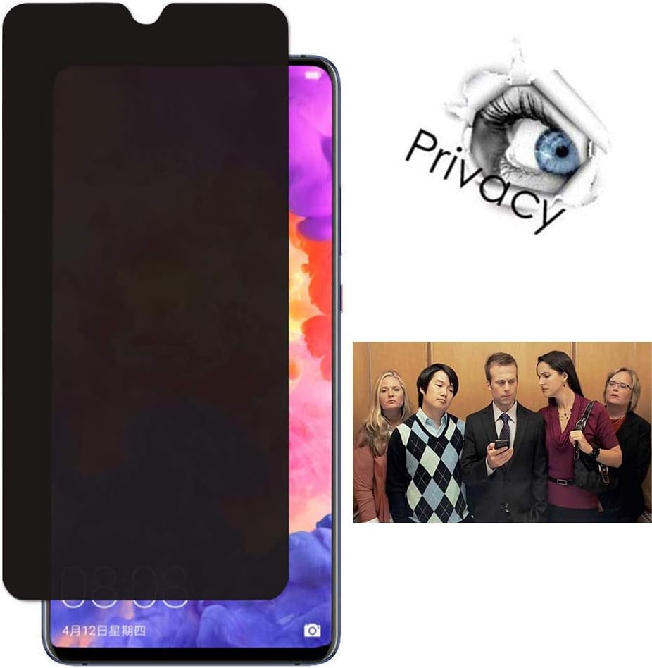 for Huawei P30 Privacy Glass Screen Protector - [2 Pack] Tempered Glass Front Bubble Free Privacy Anti Spy Screen Protector Anti-Scratch Protective Film for Huawei P30