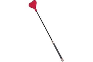 CLADELE Riding Crop for Horse, 17.7 Inch Horse Whip with Silicone Pink Heart Head Equestrianism Horse Crop Double Slapper Horse Whip Crops for Horses with Bead Handle