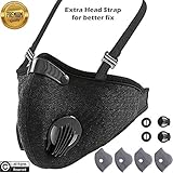 Dust Breathing Mask Activated Carbon Dustproof Mask with Extra Carbon N99 Filters for Pollen Allergy Woodworking Mowing Running Cycling Outdoor Activities