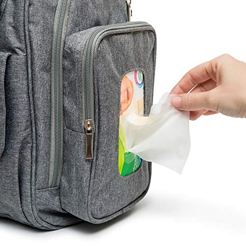 Baby Diaper Bag Backpack with Changing Pad - Waterproof Maternity Bag Organizer for Mom or Dad - Large Capacity Tote Stylish and Durable for Men and Women -Grey