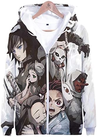 ALIDONE Demon Slayer:Kimetsu No Yaiba Casual 3D Digital Printi Men and Women Zipper Hoodies