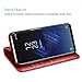 ProCase Galaxy S8 Plus Genuine Leather Case, Vintage Wallet Folding Flip Case with Kickstand and Multiple Card Slots Magnetic Closure Protective Cover for Galaxy S8+ 2017 -Red