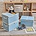 EZOWare Large Storage Boxes [3-Pack] Baby Blue Linen Fabric Foldable Storage Cubes Bin Box Containers with Lid and Handles for Home Nursery, Closet, Clothes Baby Products