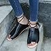 AIMTOPPY HOT Sale Women Cortex Flat-Bottomed Roman Sandals Open Ankle Flat Straps Platform Wedges Shoes (US:9, Black)