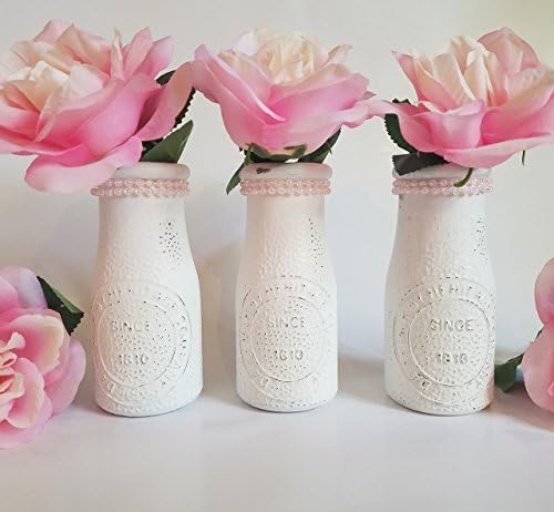 Milk Bottle Vase Set - Bud Vases- Dairy Bottle - Princess Party - Birthday Party - Baby Girl Shower - Girl First Birthday - Pearl Party - Pearl Party Decorations - Pink Pearls - Baby Girl