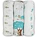 Baby Muslin Swaddle Blankets - Educational, 100% Soft Cotton 3 Pack, Swaddle and Receiving Blankets, Perfect Baby Shower Gift, with Mini Story of Amu the Turtle and Joie the Rabbit Racing