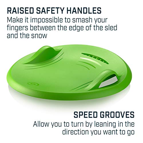 Gizmo Riders Supernova - New Age Disc Sled with Integrated Lean Back Brake with Raised Safety Handles for Maximum Steering Control, Holds 200lbs, Ages 3 and Up (Mystic Green, 24 Inch) - Thumbnail 7
