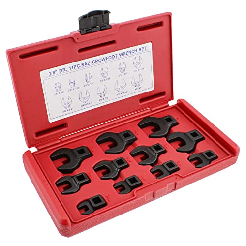 ABN Crowfoot Wrench SAE Standard 3/8in Drive Juego de 11 piezas para cuando los enchufes/llaves regulares no pueden hacer el trabajo