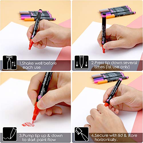 PAINTIGO 12 Acrylic Paint Pens for Rock Painting, Wood, Ceramic, Glass,  Fabric, Mugs, Canvas, DIY Craft Suppli