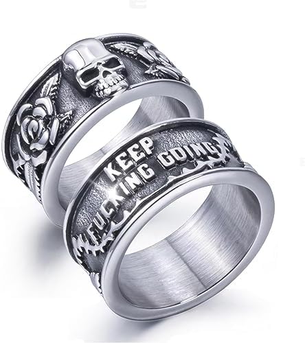 SAINTHERO Men's Vintage Stainless Steel Band Rings Gothic Devil