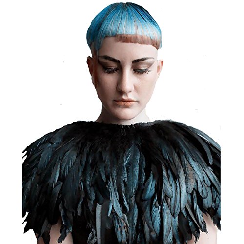 L vow fashion feather cape stole black shawl iridescent