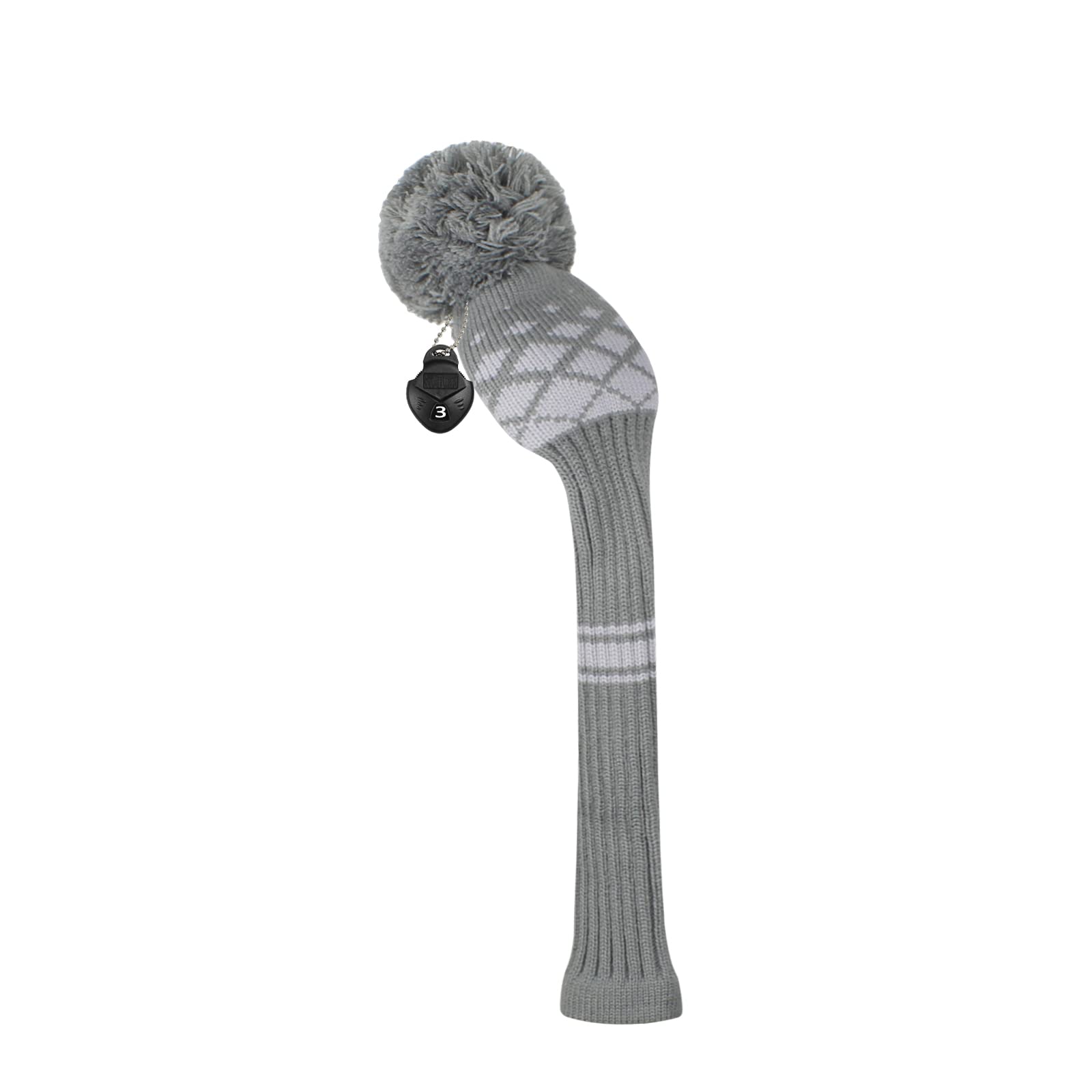 Knit Hybrid Golf Club Covers Fits Hybrids/UT Classical Fine Stripes with Long Neck Funny and Fresh Colors (Grey Reticulated)