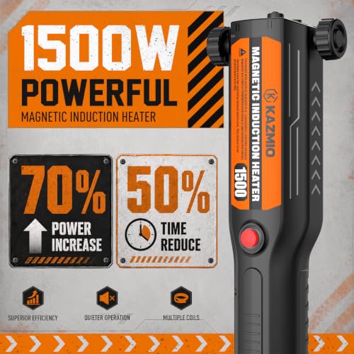 1500W Induction Heater Kit, 110V Magnetic Induction Heater with 10 Coils and Case, Nut Buster for Automotive Repair, Removing Rusted Bolts, Screws, and Gears,Orange