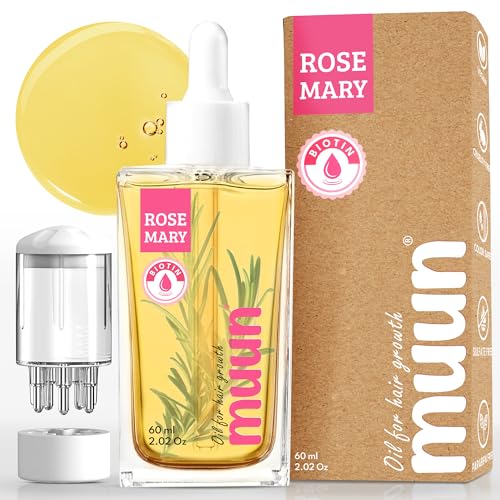 Muun Organic Rosemary Essential Oil with Scalp Massager - Nourishing for Hair Growth, Strengthening and Shine